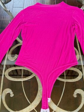 naked wardrobe Hot Pink Long-Sleeve Stretch Bodysuit